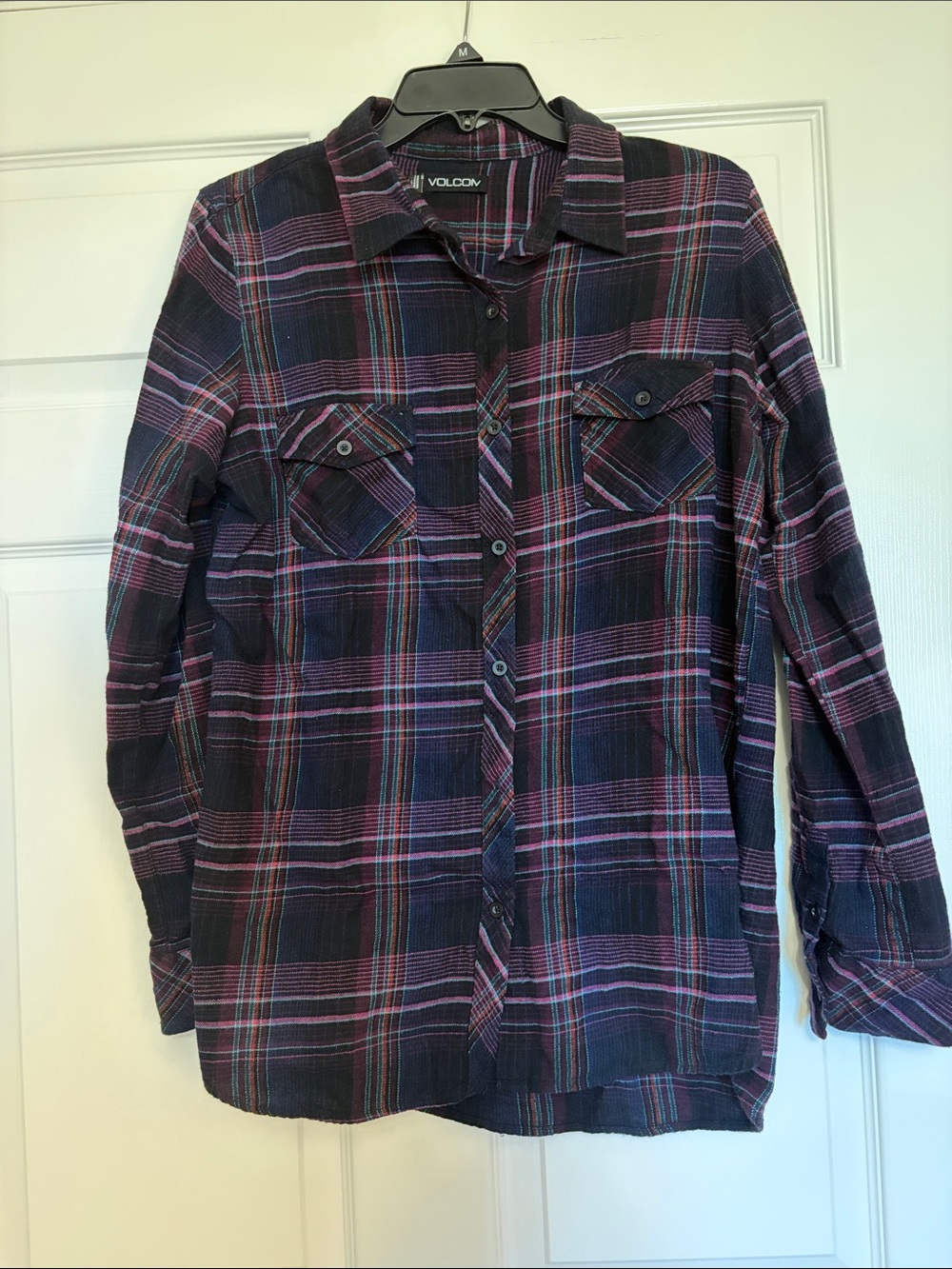 Volcom Navy & Purple Plaid Button-Down Shirt